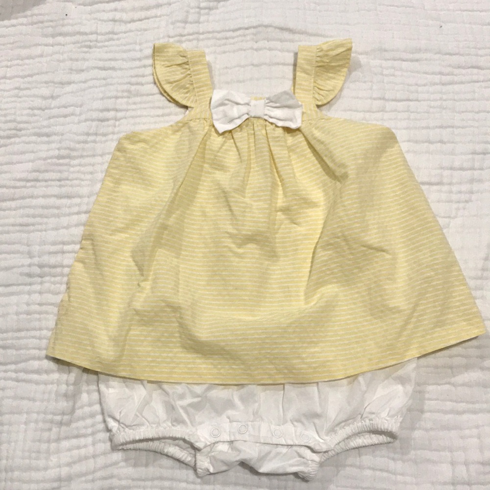 Janie and Jack yellow striped one piece 12-18M